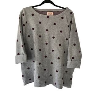 Arabella & Addison Pullover Sweater Gray Eggplant Polka Dot 3/4 Sleeve Women 1X